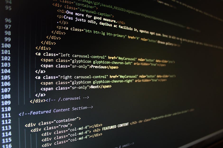 A computer screen displaying a code editor with a dark background and multicolored syntax highlighting. The code appears to be written in a programming language such as Ruby or Python, with lines of t